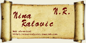 Nina Ralović vizit kartica